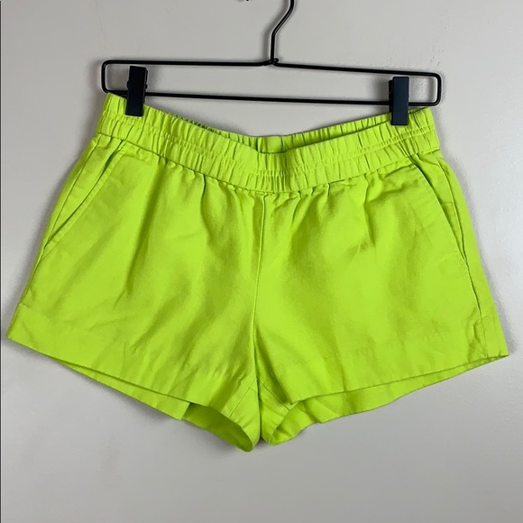 J Crew Factory Bright Green Yellow Cotton Shorts 2 - Picture 2 of 6